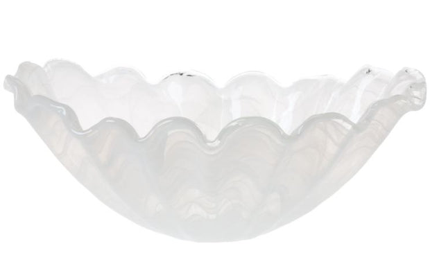 Onda Glass White Large Centerpiece Bowl