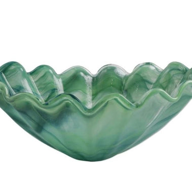 Onda Glass Green Medium Centerpiece Bowl