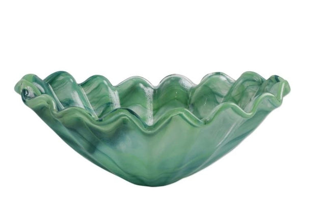 Onda Glass Green Medium Centerpiece Bowl