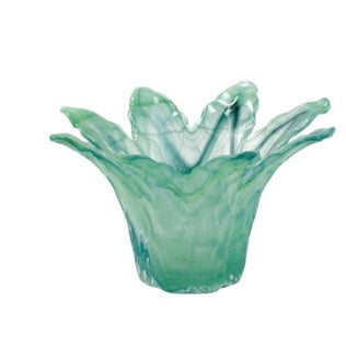 Onda Glass Green Small Leaf Centerpiece