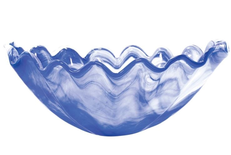 Onda Glass Cobalt Large Centerpiece Bowl