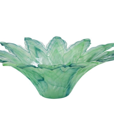 Onda Glass Green Leaf Large Centerpiece