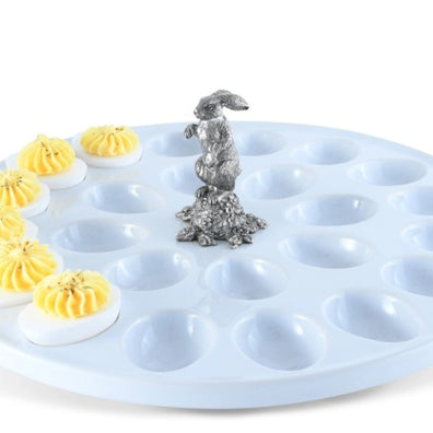 Deviled Egg Platter with Pewter Rabbit