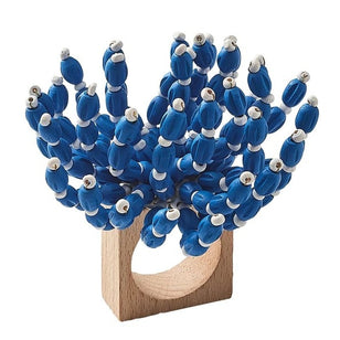 Reed Napkin Ring in Blue and White Set/4