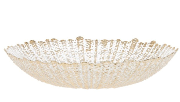 Rufolo Glass Gold Large Serving Bowl