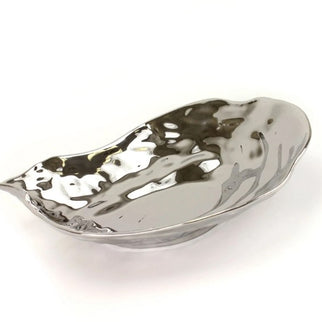 Large Silver Ceramic Oyster Bowl