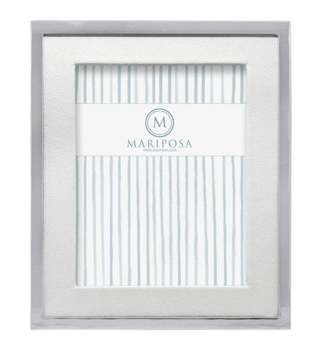 White Leather with Metal Border 8x10 Frame
