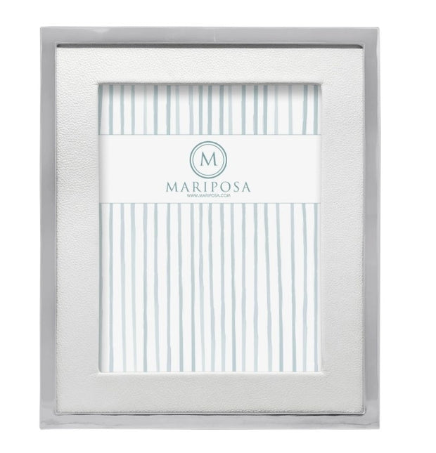 White Leather with Metal Border 8x10 Frame
