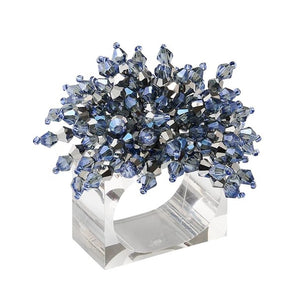 Brilliant Napkin Ring in Midnight and Silver Set/4