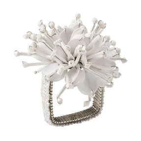 Starburst Napkin Ring in White Set/4