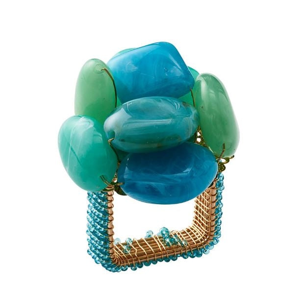 Sea Stone Napkin Ring in Sea Foam Set/4