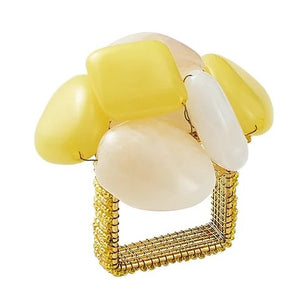 Sea Stone Napkin Ring in Yellow Set/4