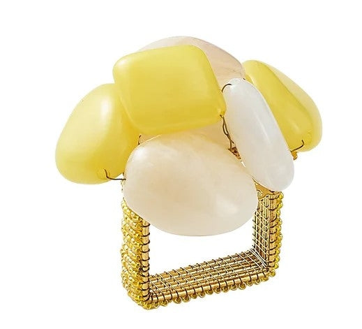 Sea Stone Napkin Ring in Yellow Set/4