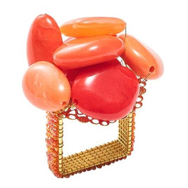 Sea Stone Napkin Ring in Orange Set/4