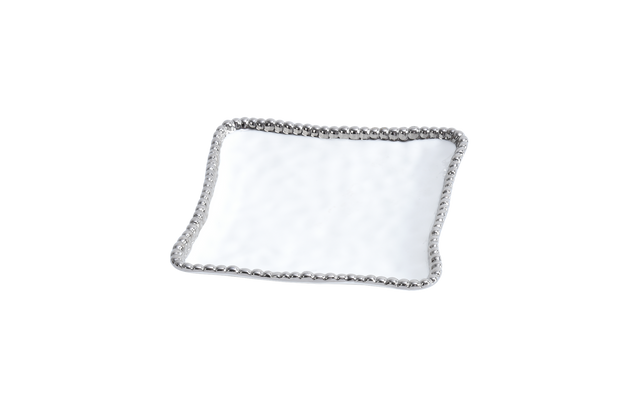 The Silver Beaded Square Canape/Dessert Plate