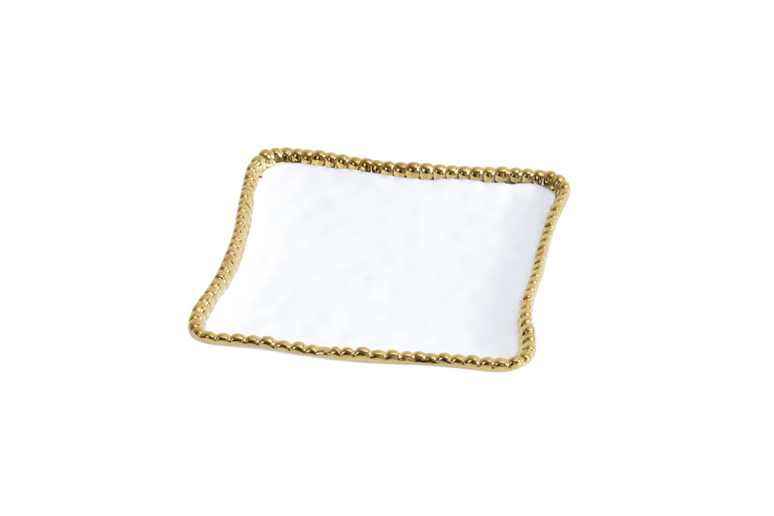 The Gold Beaded Square Canape/Dessert Plate