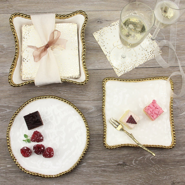 The Silver Beaded Square Canape/Dessert Plate