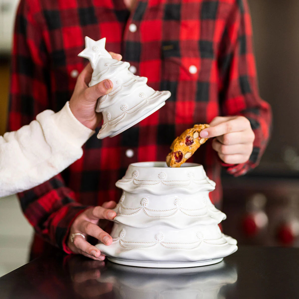 Christmas Tree Cookie Jar - Whitewash