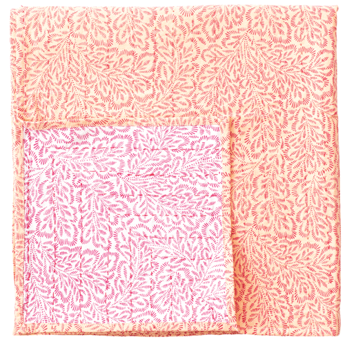 Block Print Leaves Reversible in Fushia/Orange 70" Tablecloth