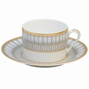 Arcades Grey and Gold Tea Cup and Saucer