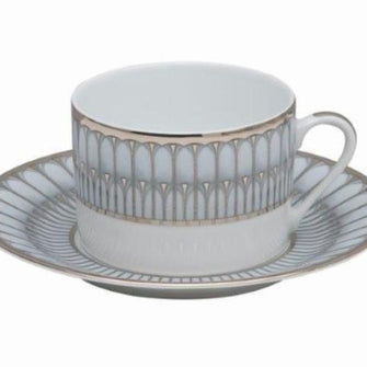 Arcades Grey and Platinum Tea Cup and Saucer