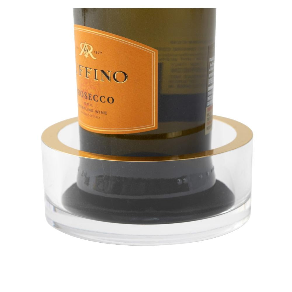 Acrylic Clear Gold Trim Wine Bottle Coaster