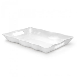 Ruffle White Large Handled Tray