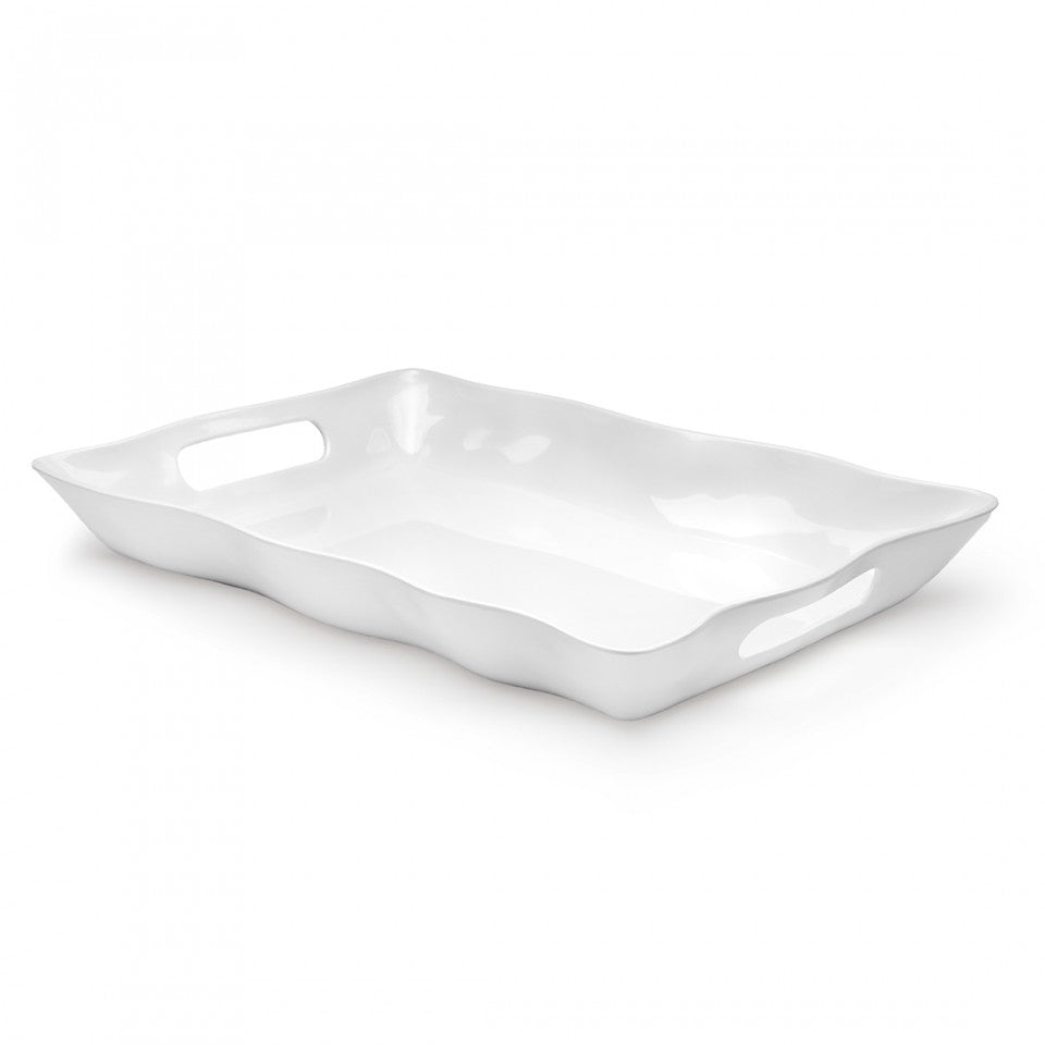 Ruffle White Large Handled Tray