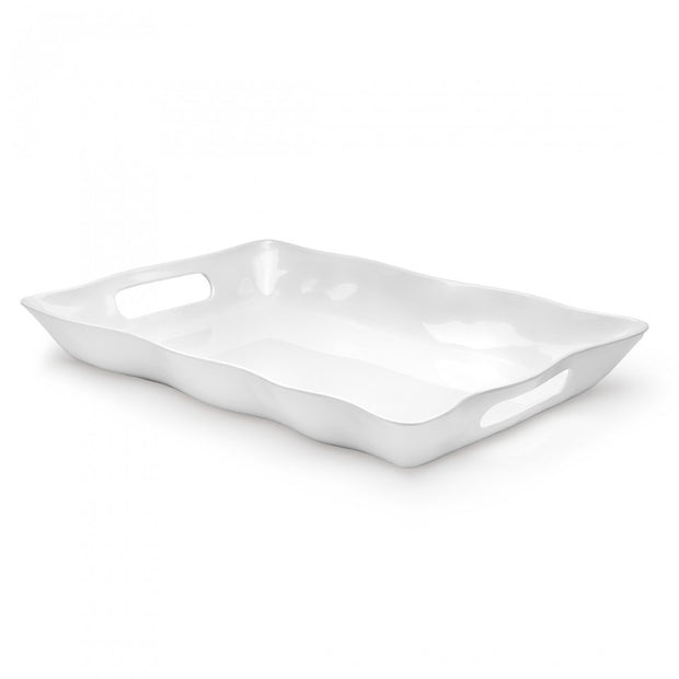 Ruffle White Large Handled Tray
