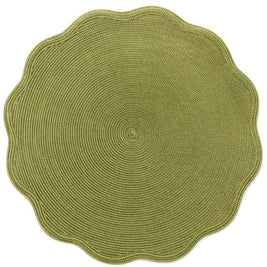 Round Scallop Placemat in Moss Canary Set/4