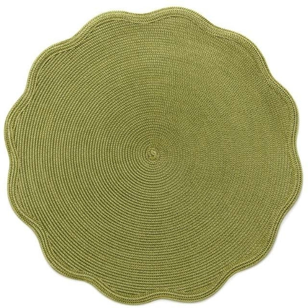 Round Scallop Placemat in Moss Canary Set/4