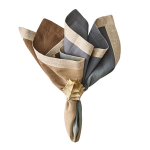 Dip Dye Napkin in Beige, Taupe,and Gray Set/4