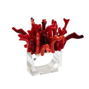 Amalfi Napkin Ring in Coral Set/4
