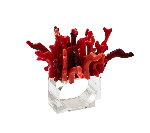 Amalfi Napkin Ring in Coral Set/4