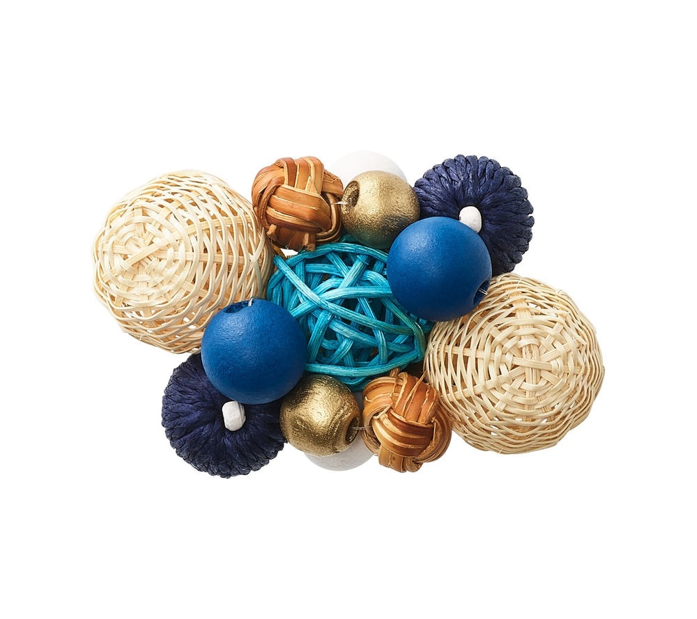 Java Napkin Ring in Natural, Navy and White Set/4