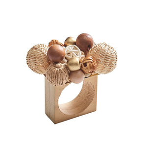Java Napkin Ring in Natural and Brown Set/4