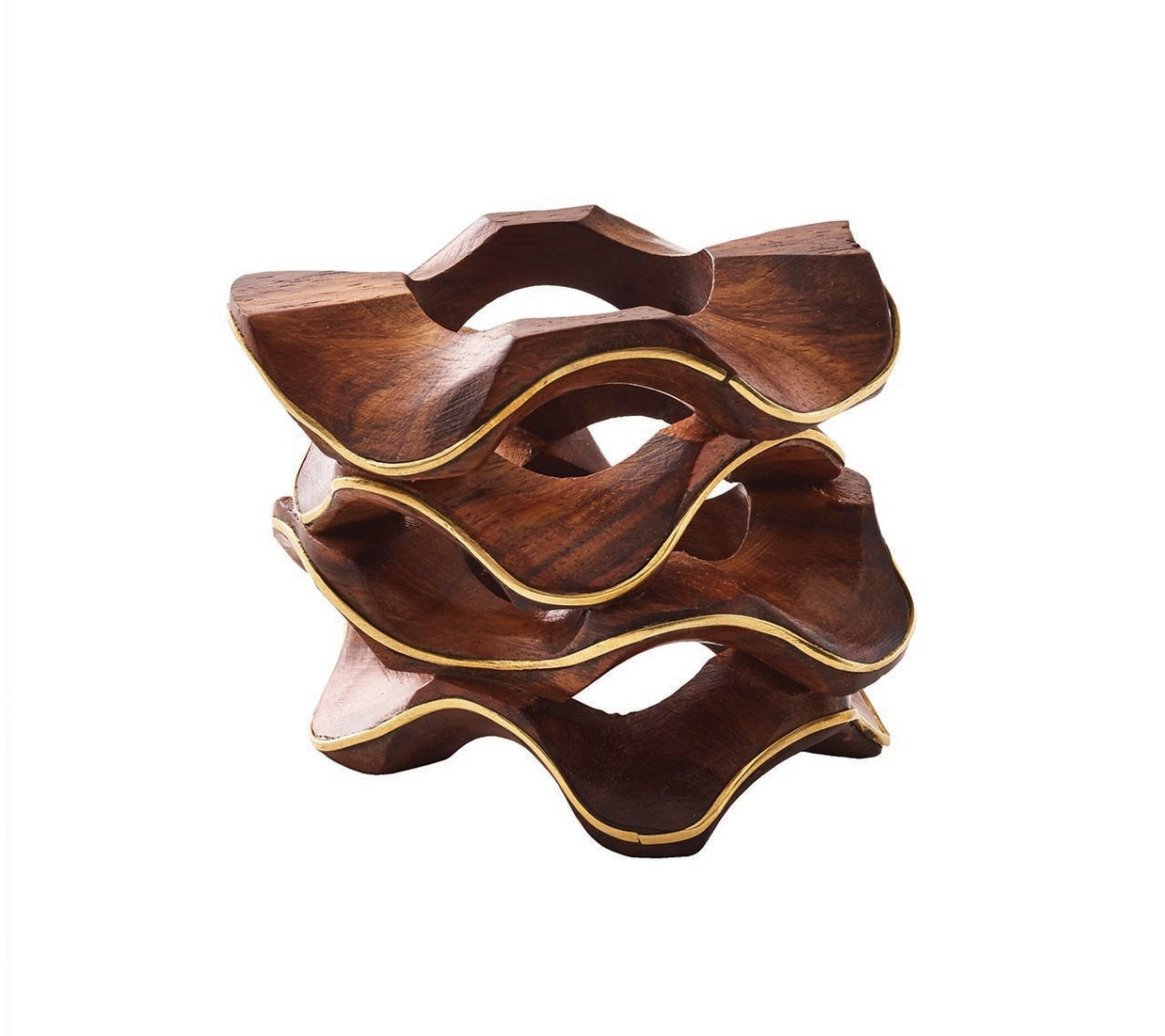 Pavilion Napkin Ring in Brown and Gold Set/4