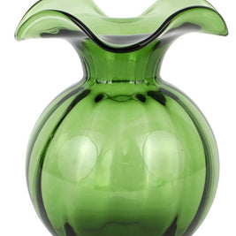 Hibiscus Glass Dark Green Medium Fluted Vase