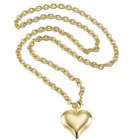 Puffed Heart Necklace Long in Gold