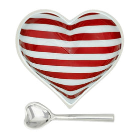 Happy Red Stripe Heart with Heart Spoon