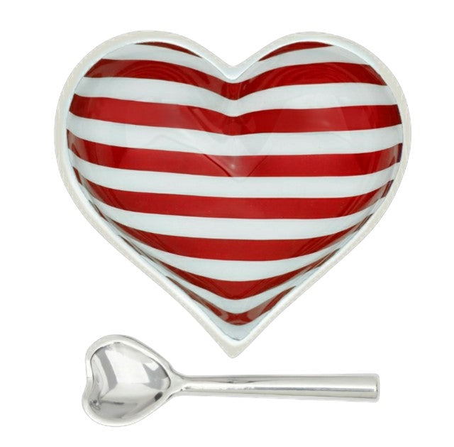 Happy Red Stripe Heart with Heart Spoon