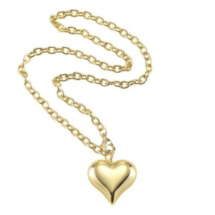 Puffed Heart Necklace in Gold