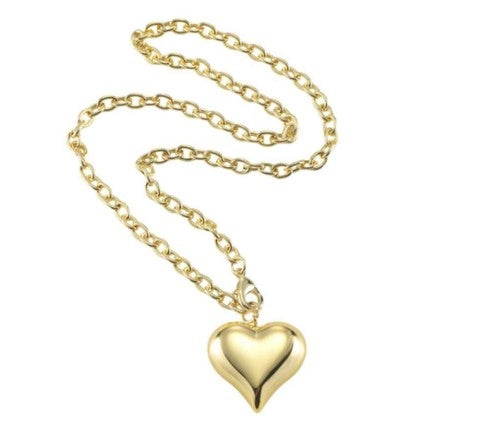 Puffed Heart Necklace in Gold