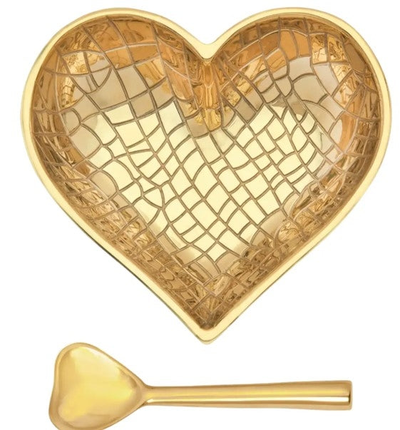 Happy Gold Croco Heart with Gold Heart Spoon