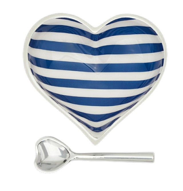 Happy Navy Stripe Heart with Heart Spoon