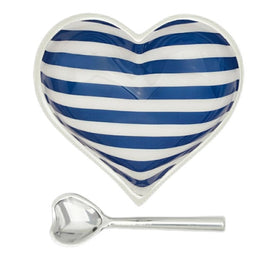 Happy Navy Stripe Heart with Heart Spoon