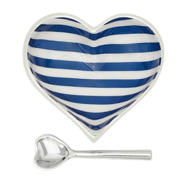 Happy Navy Stripe Heart with Heart Spoon