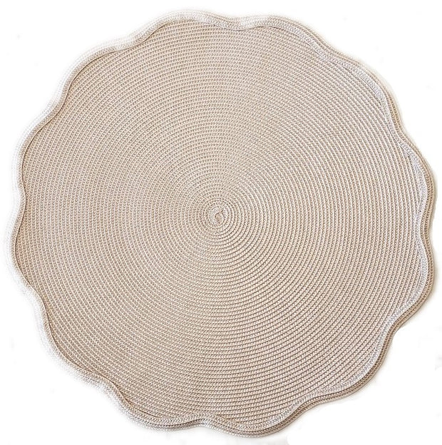 Round Scallop Placemat in Sand Set/4
