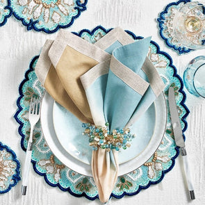 Dip Dye Napkin in Natural and Seafoam Set/4