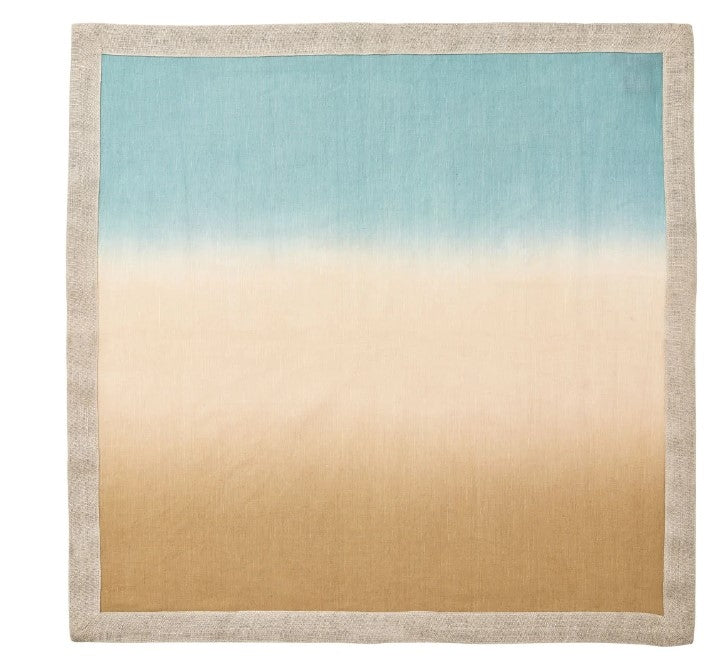 Dip Dye Napkin in Natural and Seafoam Set/4